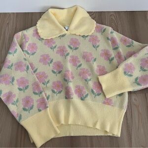 Zara Floral Yellow Bib Sweater